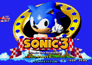 Sonic 3C (0408 Prototype) Title Screen